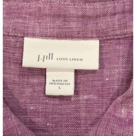 J. Jill Love Linen Pink Button Down Blouse Top Long Sleeve Womens size Large - Picture 5 of 9